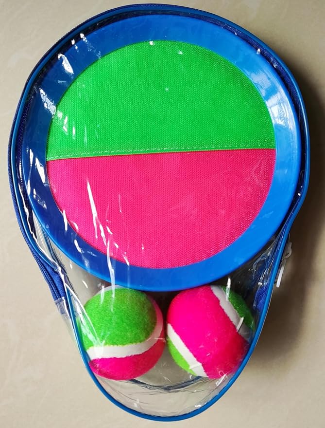 AppleRound Toss and Catch Velcro Ball Set (Hook and Loop), Kids Outdoor Games, Beach Toys, Backyard Sports, Paddle Ball Games (Pack of 2 Paddles and 2 Balls)