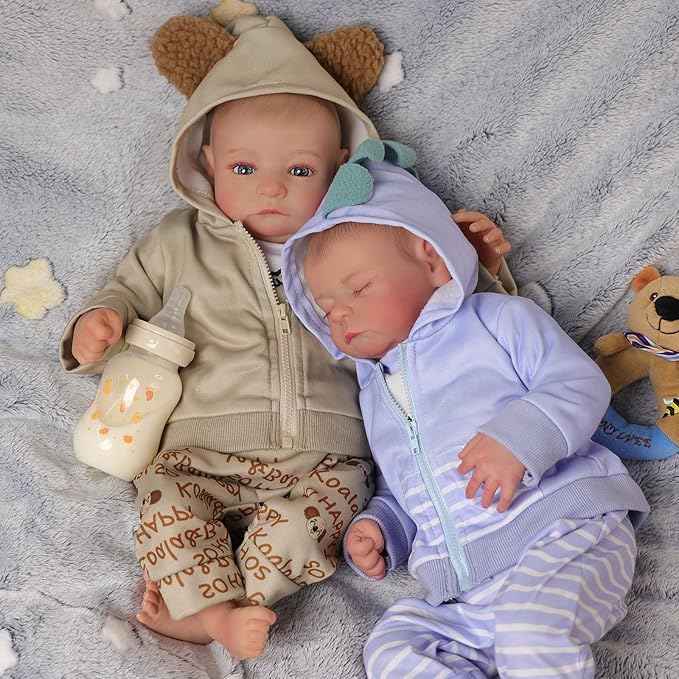 BABESIDE Reborn Baby Dolls Twins - 20 inch Soft Realistic-Newborn Twins Baby Dolls Lifelike Real Life Boy with Toy Gift for Kids Age 3+