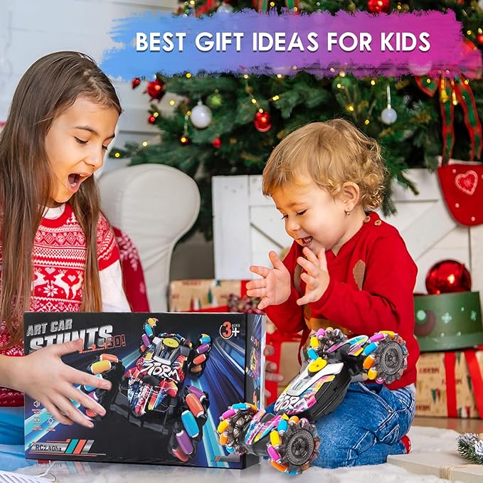 RC Car Gesture Sensing Remote Control Stunt Car with Light and Music, 4WD,Drifting,360° Rotation,for Kids 6-12 Years(Graffiti)