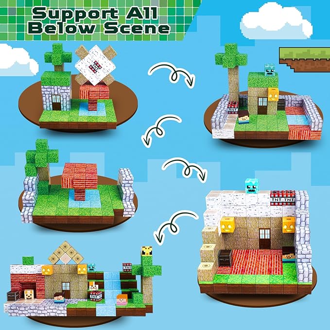 Magnetic Blocks - 150 PCS Build Magnetic Windmill Falls Homes - Magnetics Toys for Montessori Toddler Christmas Birthday Gifts - STEM Sensory Toys for 3 4 5 6 7 8 9 10 Year Old Boys & Girls