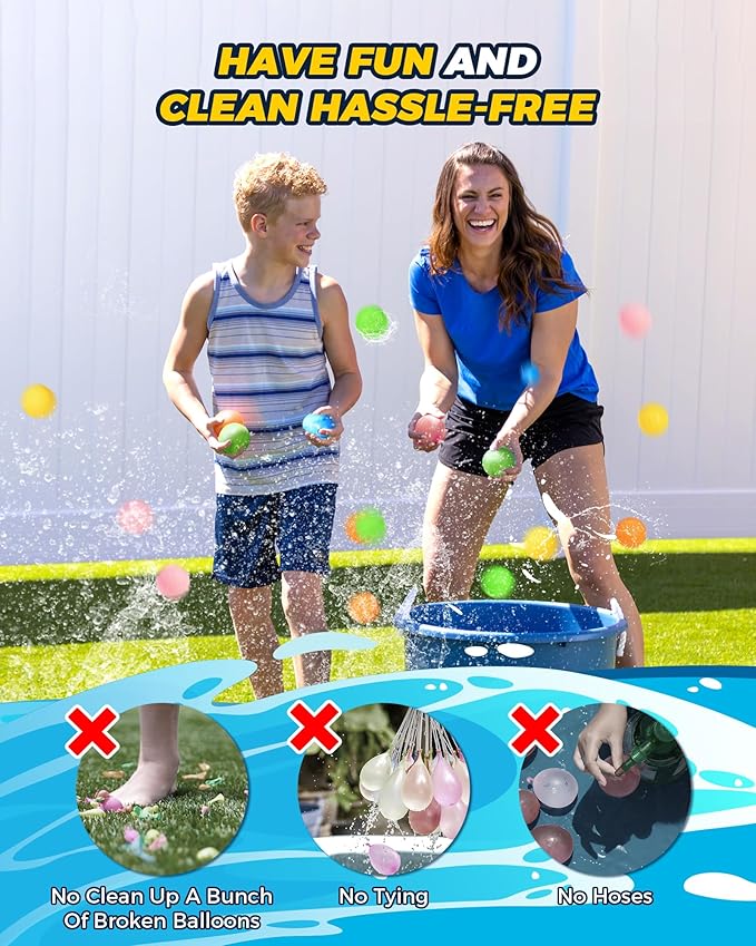 SOPPYCID 25PCS Reusable Water Balloons, Pool Toys for Kids Magnetic Water Bomb Balls Outdoor Water Balloon for Summer Party, Water Fight Game,Water Park, Water Games Outside