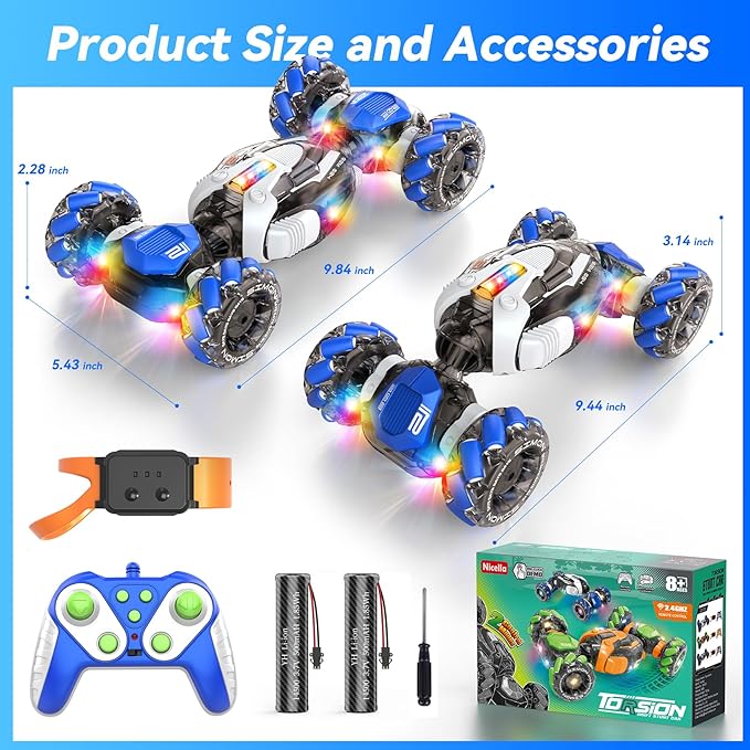 Gesture Sensing RC Stunt Car, 360° Rotating 4WD Remote Control Transform Hand Controlled Car - Fun Birthday Gifts for Kids Boys and Girls (Ages 5-13)
