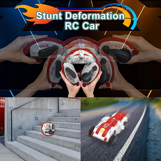 Remote Control Car, RC Stunt Snake Car 360° Roll with Hand Gesture Sensing and Touch Rotation, Super Fast Racing Car for Christmas Birthday Gift, Indoor/Outdoor Toys for 6-12 Year Old Boys Girls - Red