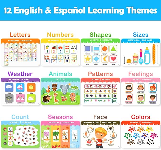 Foayex Preschool Learning Activities Spanish English Books - Bilingual Montessori Educational Toys for 3 4 5 Year Old Girls, Speech Therapy Toys Español para Niños, Juguetes para Niñas Gifts for Kids