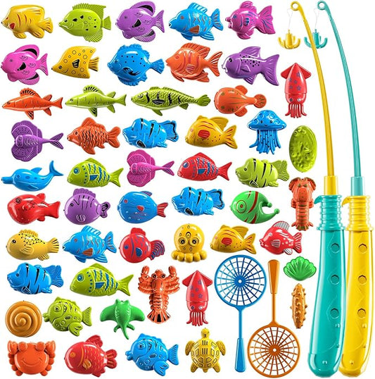 Magnet Fishing Toys Game for Kids 3 4 5 6 7 8 Years Old - Pool Toys, Bath Toys for Toddlers, Pole Rod Net, Floating Fish Toys, Outdoor Party Toys for Boys Girls Kids Age 3-8 8-12 Year Old