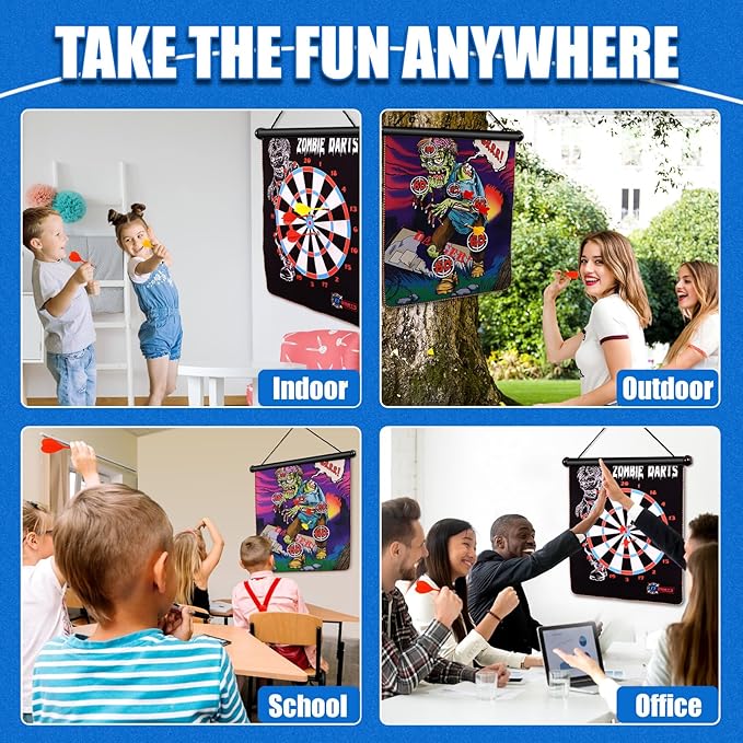 Magnetic Dart Board for Kids, Double-Sided Dart Board with 12 Magnetic Darts, Indoor/Outdoor Fun Party Game Toy, Birthday Gift for Ages 3 4 5 6 7 8 9 10 11 12 Year Old Boy Girl