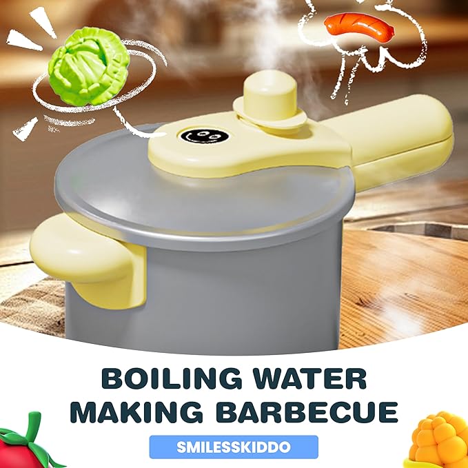 Play Kitchen Playset for Kids, Toy Kitchen Pretend Play Food BBQ Sets for Girls and Boys Age 3+, Play Kitchen Accessories with Play Pots Pans Vegetables, Birthday Gift for Children