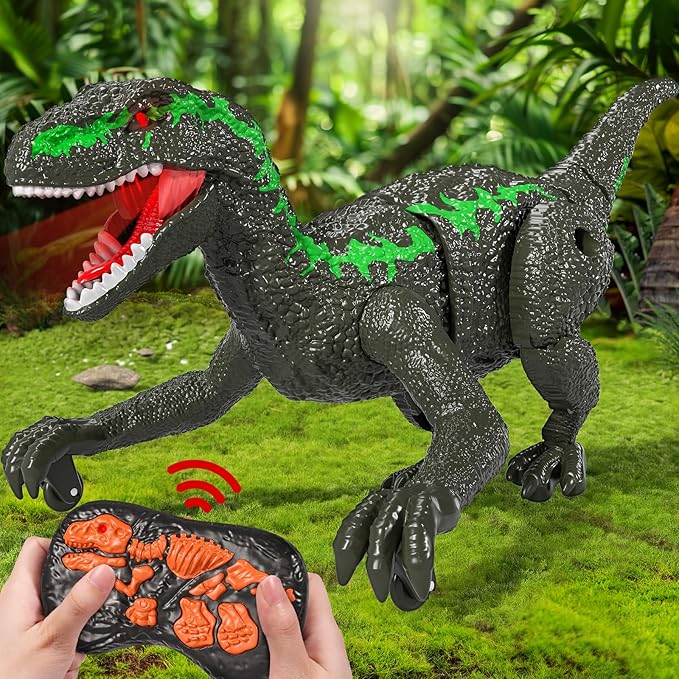 Remote Controlled Dinosaur Toy for Kids 4-7 Years, Electrical Stunt Lifelike Walking Dinosaur with Light and Sound, Rechargeable Dinosaur Robot Birthday Gifts for Boys 3+
