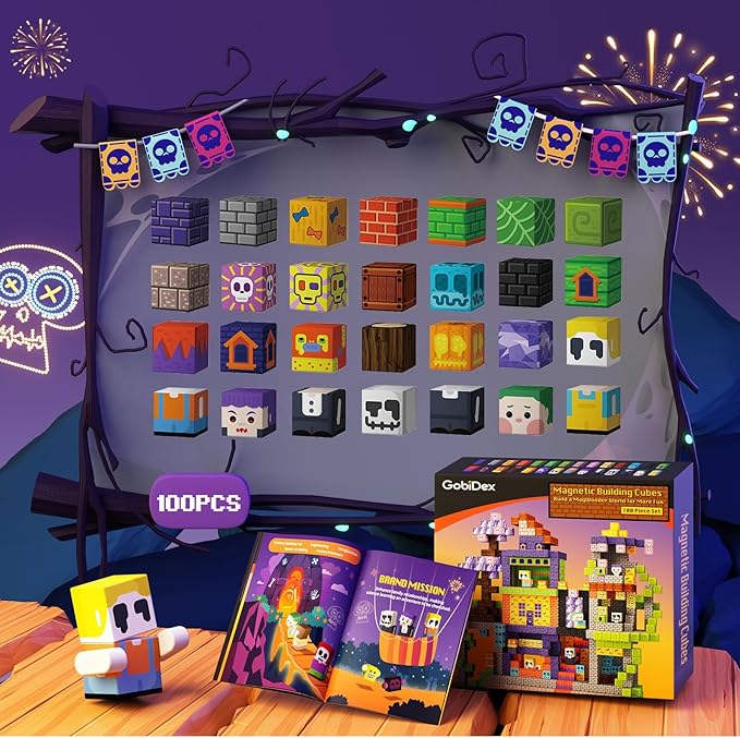GobiDex Magnetic Blocks, 100PCS Building Toys for Kids 3+, Upgraded Zomblock STEM Sensory Magnets Construction Set, Birthday for Boys & Girls