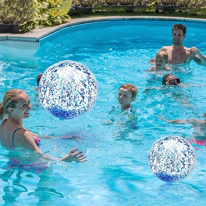 12 Pack Inflatable Beach Balls Bulk 16" Glitters Pool Toys Balls for Pool, Beach, Summer Pool Party - Swimming Pool Game Water Beach Toys Kid Party Favor Decorations Summer Blow Up Beach Ball