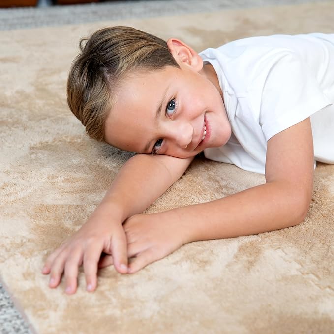 16 Piece Carpet Squares Puzzle Mat 49" x 49" Plush Interlocking Carpet Tiles, Foam Floor Tiles for Baby Play Mat - Kids Soft Play Floor Mats, Anti Slip Jigsaw Flooring Playmat Playroom Rug (Brown)