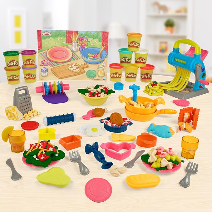 Play-Doh Pasta Dinner Playset, Kitchen Playset with 35+ Play Kitchen Accessories, Kitchen Toys for 3 Year Old Girls and Boys and Up