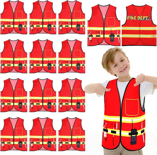 Panitay 12 Pcs Kids Community Helper Dress up Vest, Boy & Girl Career Cosplay Party Costume for Toddlers Occupation Role Play