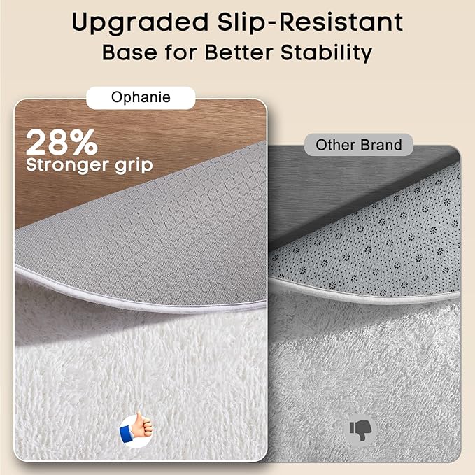 Ophanie Round Rug 6Ft White Circle Area Rug, Aesthetic Room Decor, Fluffy Fuzzy Bedroom Carpet, Plush Soft Shaggy Living Room Rugs for Kids Home Decor, Nursery