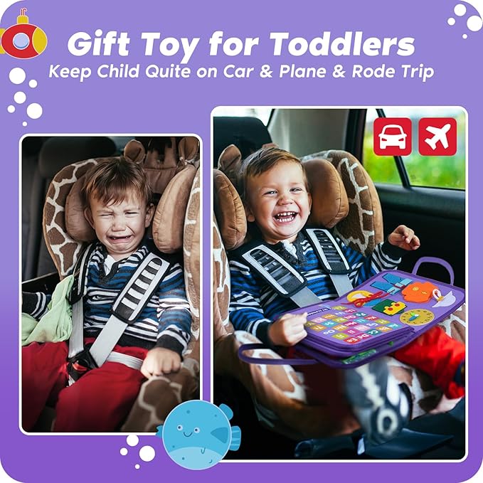 INKLAB Busy Board Montessori Toys for 1 2 3 4 Year Old, Sensory Toys for Toddlers 3+, Montessori Busy Book, First Birthday Gifts for Boys & Girls