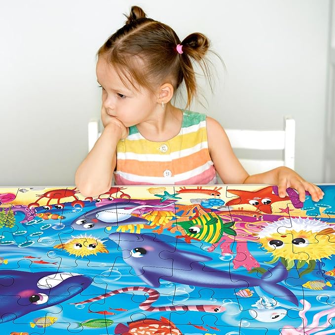 QUOKKA Giant Floor Puzzles for Kids Ages 4-6 - 2x3 Feet 48 Piece Puzzles for Toddlers 3-5 - Large Educational Kids Puzzles Ages 2-4 - Ocean Activity Game for Boys and Girls