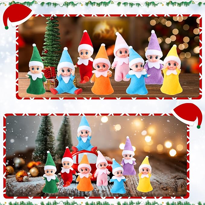 Cunno 20 Pcs Christmas Dolls Christmas Miniature Dolls with Clothes Plush Stuffed Stockings for Boy Girl Christmas Advent Calendar Decorations Accessories(Multicolor)