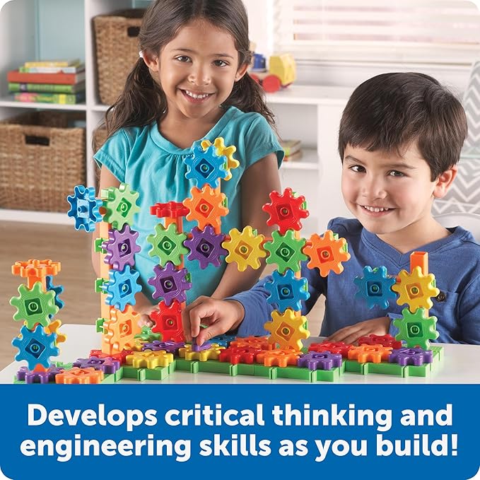 Learning Resources Gears! Gears! Gears! 100-Piece Deluxe Building Set - Ages 3+, Preschool Building Sets, Gears Toys for Kids, STEM Toys for Toddlers, Construction Toy Set