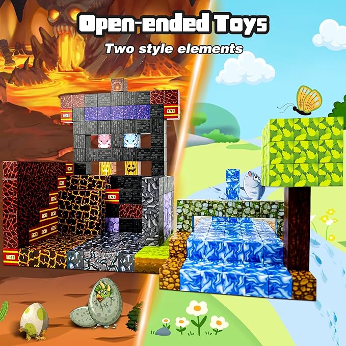 90pcs Magnet Building Blocks Montessori Stacking Toys for Toddlers ，Magnetic Tiles Building STEM Toys for Boys & Girl Kids Toddler Gift for 3+ Years Old