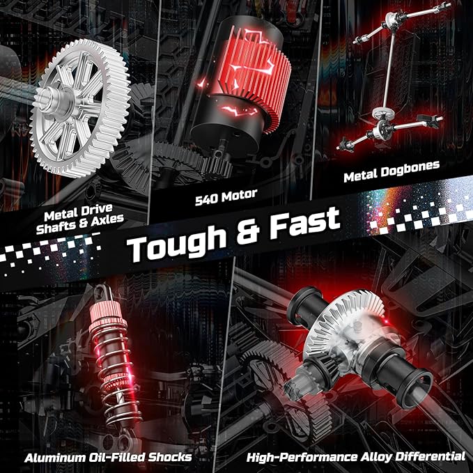 DEERC 1:10 Fast RC Cars for Adults, 4X4 High Speed RC Truck Crawler, 48+KM/H, Pink All Terrain Hobby Remote Control Monster Truck with 2 Modular Batteries, Toy Vehicle Gift for Kids