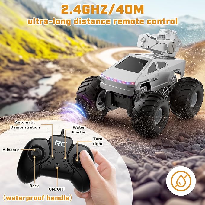 2-in-1 Trucks Toy-1/16 Remote Control Monster Trucks Toy, Amphibious 4WD All Terrain Off-Road Waterproof Pickup, 2.4GHZ Vehicles,RC Cars for Boys Age 6 7 8 9 10-12+