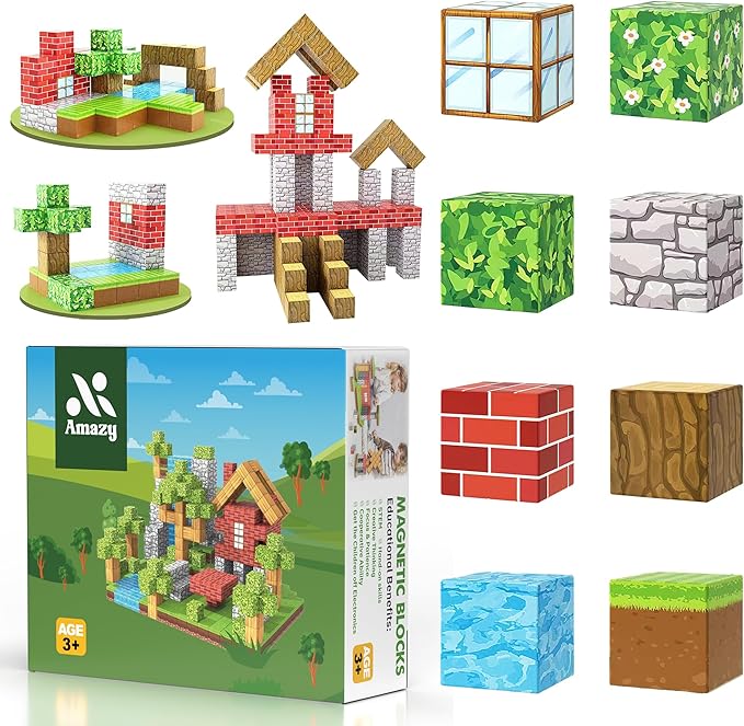 Magnetic Blocks, 100 Pcs, Ages 4-9, Forest Theme, Magnetic Building Blocks for Kids, Building Toys, Toddler Toys