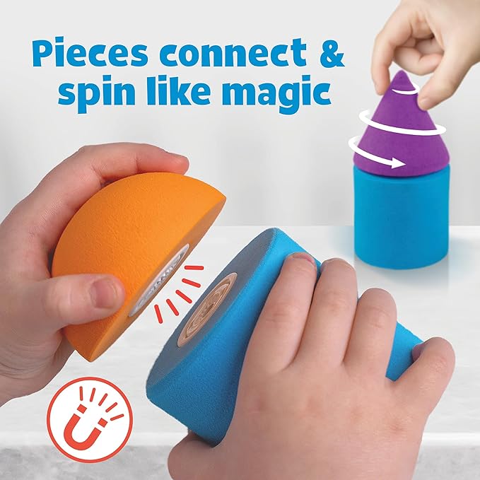 Magnetic Foam Blocks – STEM Preschool Toys for Children, Toddlers, Boys and Girls, The Ultimate Bath Toy – Roadster Set, Bath Building Blocks, Engineering Toys for Kids 3-6