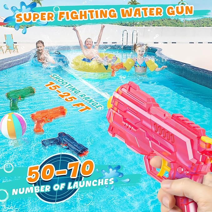 Water Gun Squirt Toy for Kids: Super Water Guns for Kids Age 5 8 12 Boys Girls Adults - Small Outdoor Water Guns Toys for Pool Beach Swimming Summer Games Yard Party Pink Blue