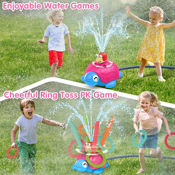 4-in-1 Turtle Water Sprinkler for Kids Summer Toys, Outdoor Toys for Toddlers, Kids Sprinkler Water Toys, Backyard Games for Summer Fun, Backyard Games Splash Water Toys Gifts for Boys Girls Dogs