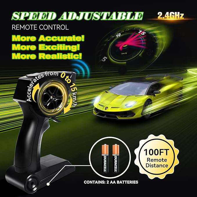 Lamborghini Remote Control Car, Officially Licensed 1:14 Lambo RC Car for Boys Girls Birthday Gift, Green Toys for 3 4 5 Years Old（Green）