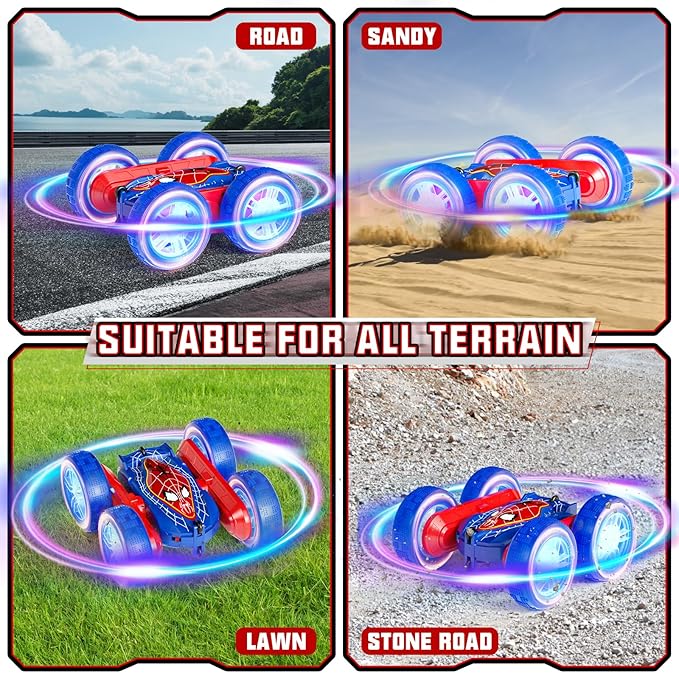 Gesture RC Cars, Hand Controlled Stunt Car for 6-12 yr Boys Girls, Gesture Sensor Remote Control Cars, 4WD Double Sided Off Road RC Trucks with Light Music for Kids Birthday Xmas Gifts (Blue)