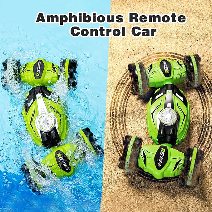 Amphibious Remote Control Car Boat - 4WD Gesture RC Stunt Car 2.4 GHz Transforms Waterproof Vehicle Toys for 5-12 Year Old All Terrain Water Beach Pool Summer Fun Toys for Kids Ages 8-12 Boys