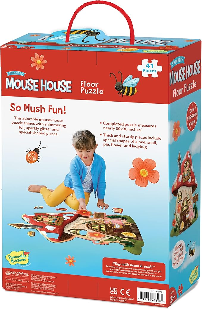 Peaceable Kingdom Giant Floor Puzzles with Uniquely Fun Shaped Pieces for Kids Ages 3+ Gifts for Girls and Boys - Mushroom House