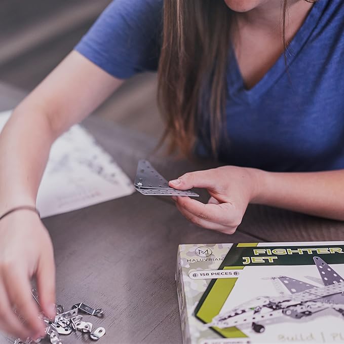 Erector Set Fighter Jet for Boys - Girls | Metal Model Airplane Kit for Adults Teens and Advanced Kids | Stem Toy | Educational and Engineering | 158 pcs