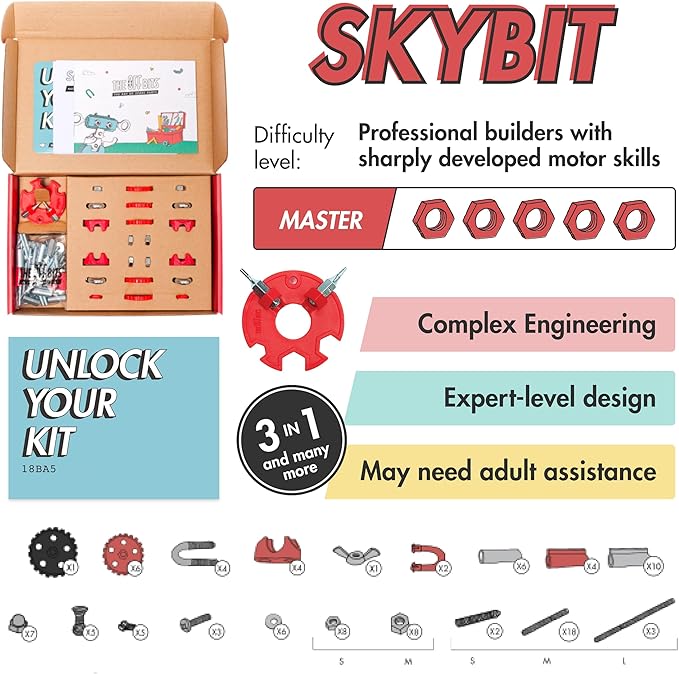 The Off Bits Build Your Own Helicopter Toy, SkyBit Transport Educational Stem Building Toys for Boys and Girls 8–12, Stem Toys Engineering Kit, Construction Toys Steam Easter Gift for Kids and Adults