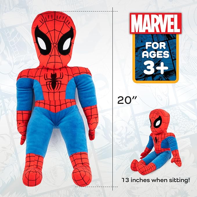 Jay Franco Marvel Super Hero Adventures Toddler Spiderman Plush Stuffed Pillow Buddy - Super Soft Polyester Microfiber, 20 inch (Official Marvel Product)