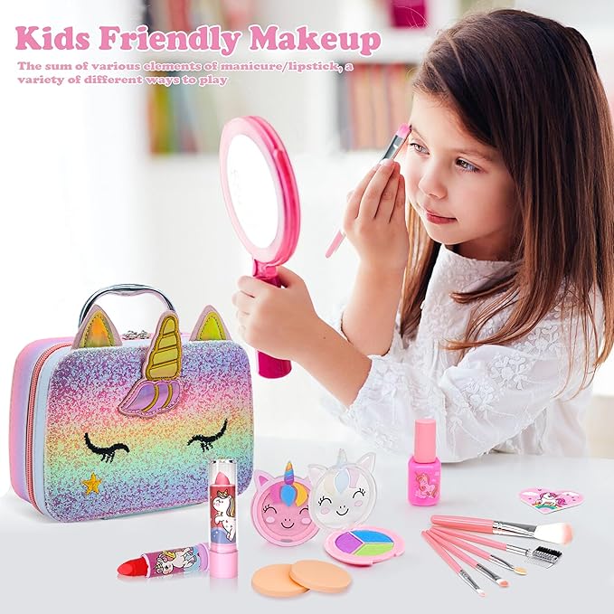 Kids Makeup Kit for Girl - Girls Makeup Kit for Kids, Little Girls Make up Set, Washable Kid Makeup Toy for Toddlers Children Princess, Christmas Birthday Gift for 4 5 6 7 8 9 10 Year Old Girl