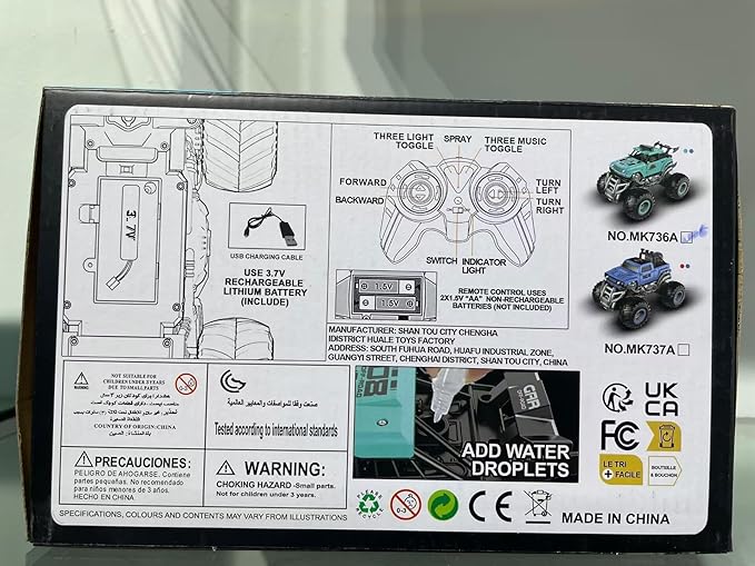 Remote Control Monster Truck 2.4GHz Remote Control Car, RC Monster Truck 2 Battery 80 Mins+,1:16 Scale Indoor Outdoor All Terrain Spray Remote Monster Trucks for Boys 4-7 8-12 and Girls