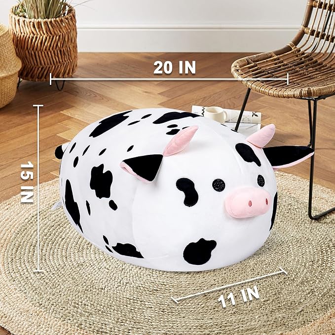 Wepop Cow Stuffed Animal Plush Toys, 20 in Cute Cow Plush Throw Pillows Soft & Cuddly Plushies Dolls Gifts for Boys Girls