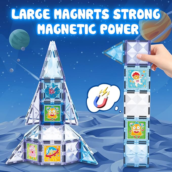 Magnetic Tiles Building Blocks, DIY Colorful Glue Gel Graffiti Painting Magnet Building Sets,STEM Educational Toys for Kids Compatible with Other Magnetic 3D Building Blocks