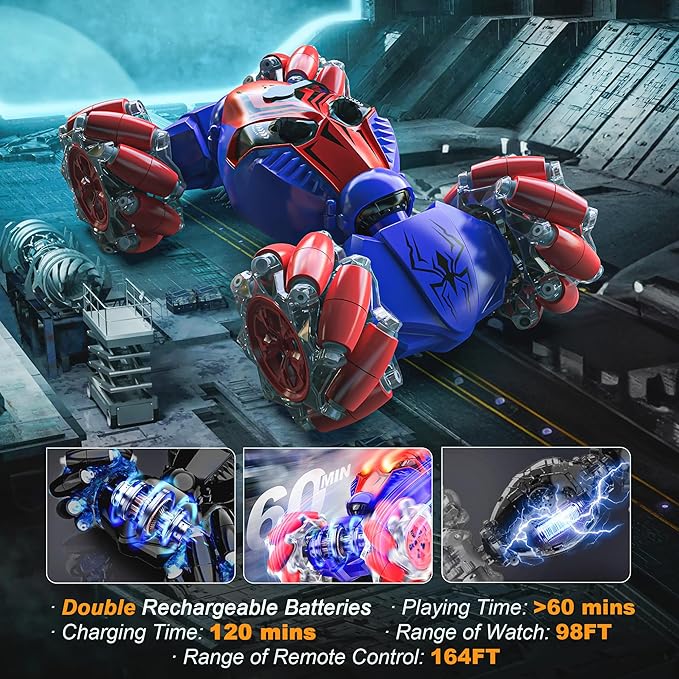 BEZGAR Gesture Sensing RC Stunt Car, Monster Truck Toys, Remote Control Monster Truck with Light, Spider Remote Control Car, Spider Toys for Boys, Remote Control Spider, Outdoor Toys for Kids