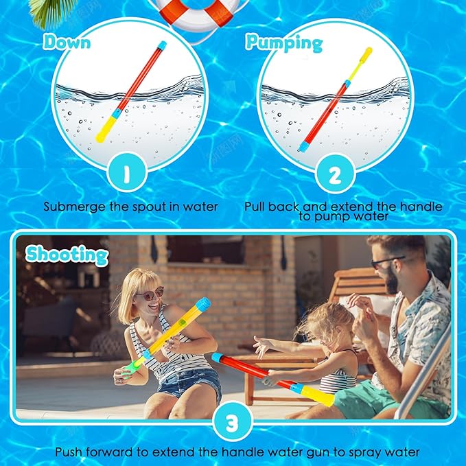 Squirt Guns Super Water Soaker Blaster, 16.5'' Squirt Guns Bulk Summer Outdoor Swimming Pool, Backyard, Beach Water Game Fighting Play Toys (4)