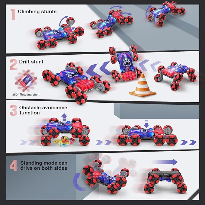 ATHLERIA 8WD Gesture Sensing Rc Stunt Car Toys for Boy Age 8-13,Octopus Remote Control Cars with Spray Lights,Racing Drift Car,Christmas Birthday Gifts Toys for Boys Girls Teens 8 9 10 11 12 13+ Year