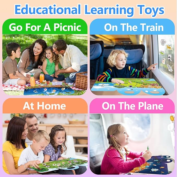 6 Set Reusable Sticker Books for Toddlers 2-4 Years, Sticker Book for Kids, Toddler Airplane Travel Essentials for Kids