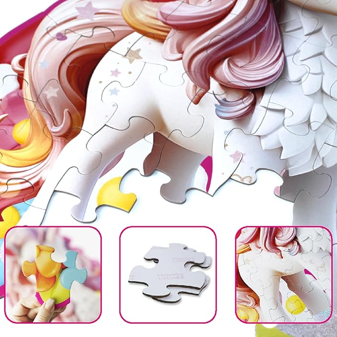 MOMO&LYCHEE Unicorn Floor Puzzles,46 Pieces Jigsaw Puzzles for Kids Ages 4-6,Large Puzzles Toys for Toddler Gift