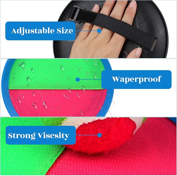 Toss and Catch Game Set, Outdoor Games with 4 Paddles 4 Balls and 1 Storage Bag, Great Outdoor Toys/Gifts for Kids, Classic Outdoor Games, Beach Games, Yard Games