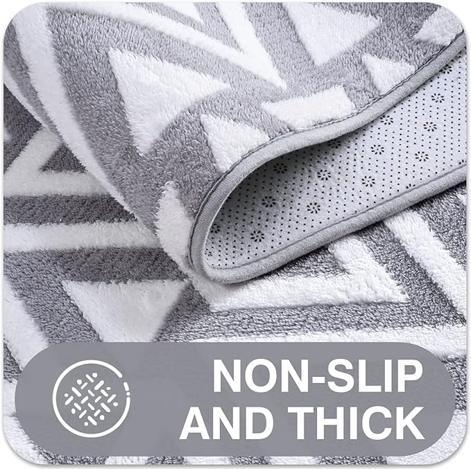 Ompaa Ultra Soft Shaggy Rugs Memory Foam Bedroom Carpet, Grey 7 x 10 Feet Large, Plush Geometric Textured Area Rugs for Living Room Couch Dorm Bedside Kids Girls Teens Room Nursery Decor Mat