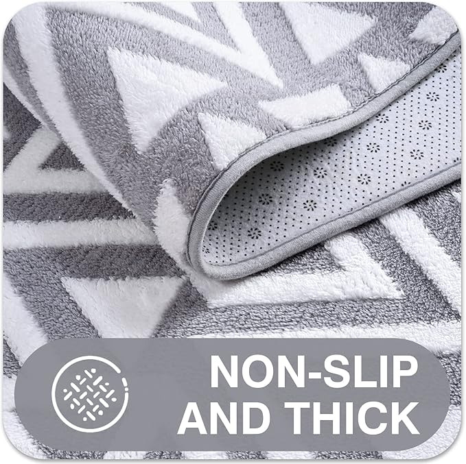 Ompaa Ultra Soft Shaggy Rugs Memory Foam Bedroom Carpet, Grey 5 x 8 Feet, Plush Geometric Textured Area Rugs for Living Room Couch Dorm Bedside Kids Girls Teens Room Nursery Decor Floor Mat