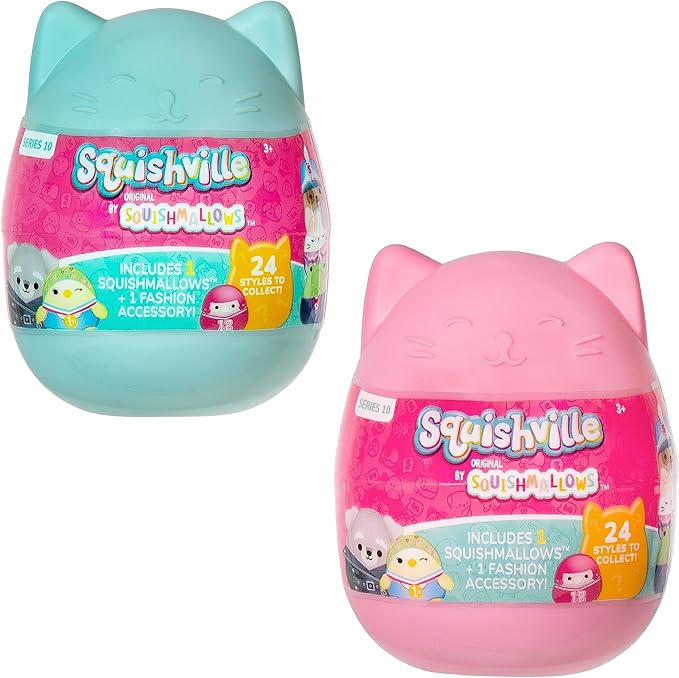 Squishville by Squishmallows Series 10 Mini Mystery Plush (2 Pack) Official Jazwares Plush - Collectible Soft & Squishy Easter Egg Blind Capsules - Styles May Vary - Gift for Boys, Girls & Kids