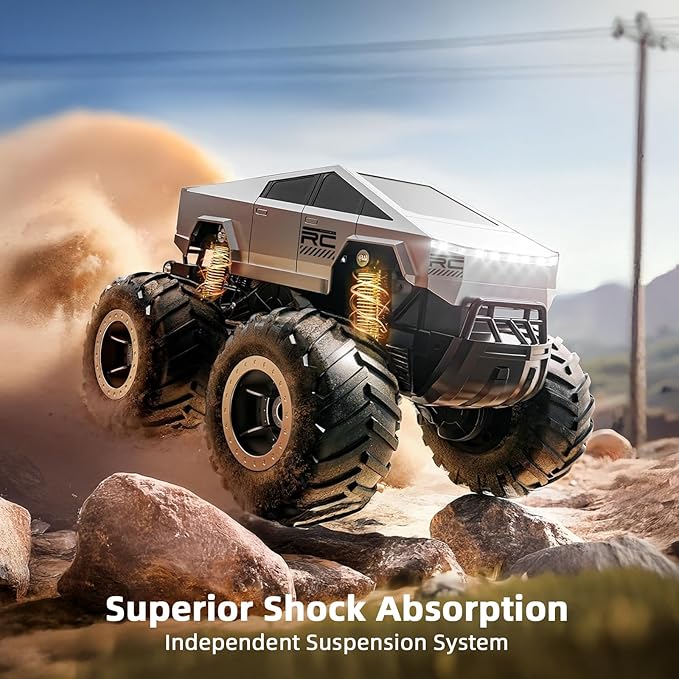 Amphibious Cyber Remote Control Monster Truck for Boys Ages 8-12+, 1:16 Scale 4WD Off-Road Fast RC Car, Waterproof All-Terrain 2.4GHz Stunt Car Pool Toys, Best Birthday Gifts for Kids Ages 8+